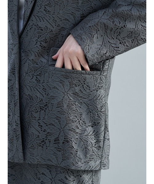 YECCA VECCA（イェッカヴェッカ）の「レースジャケット（テーラードジャケット・レディース・オフホワイト/チャコールグレー・FREE）」の17枚目の写真