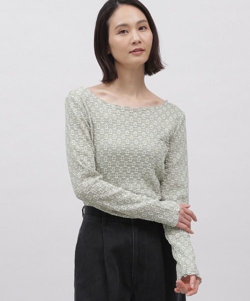 LAKOLE（ラコレ）の「フラワージャガードプルオーバー / 103371（Tシャツ/カットソー・レディース・ブラック/オフホワイト/ライトグリーン/アイボリー・SMALL/MEDIUM）」の18枚目の写真