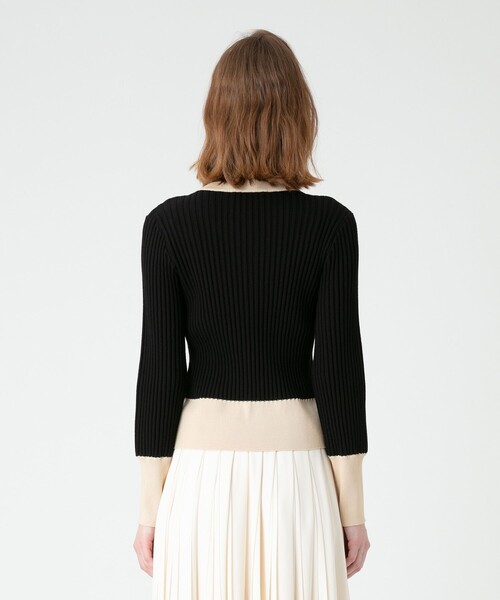 ルルウィルビー キーネックリブカーディガン ブラック アルアバイル