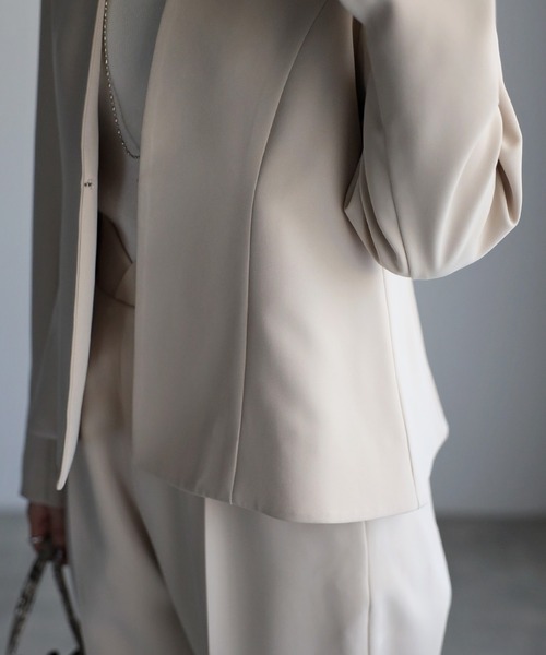 Bonjour Sagan（ボンジュールサガン）の「ノーカラーフレアラインジャケット（ノーカラージャケット・レディース・ブラック/ライトベージュ・FREE）」の19枚目の写真
