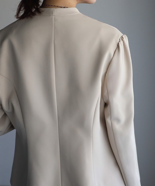 Bonjour Sagan（ボンジュールサガン）の「ノーカラーフレアラインジャケット（ノーカラージャケット・レディース・ブラック/ライトベージュ・FREE）」の20枚目の写真