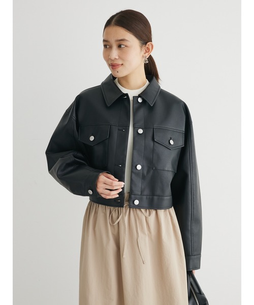 ELENCARE DUE（エレンカーレデュエ）の「・ELENCARE　DUE　合皮Gジャン（ライダースジャケット・レディース・ブラック・FREE）」の2枚目の写真