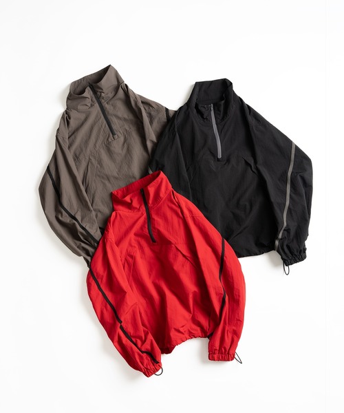 WETTEMPT(ウィテンプト)の「LINE HALF ZIP PULLOVER / ラインハーフジッププルオーバー(その他トップス・メンズ・チャコールグレー/ブラック/レッド・SMALL/MEDIUM/LARGE)」の7枚目の写真
