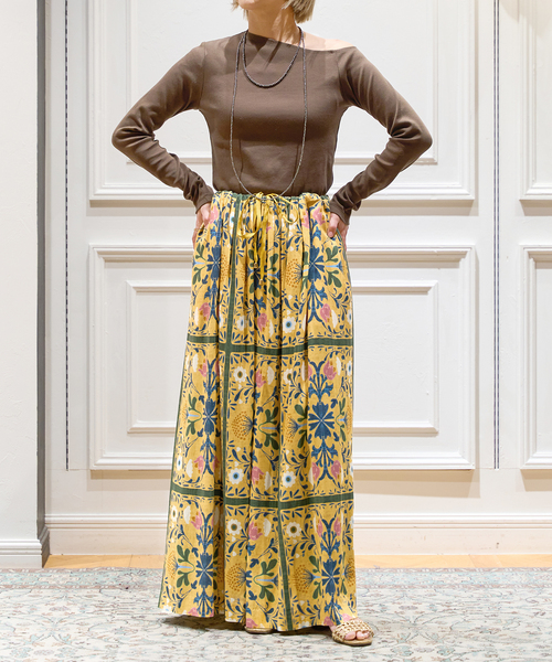 IENA LA BOUCLE（イエナラブークル）の「IENA LA BOUCLE ダマスクプリントイージースカート（スカート・レディース・イエロー・36/38）」の11枚目の写真