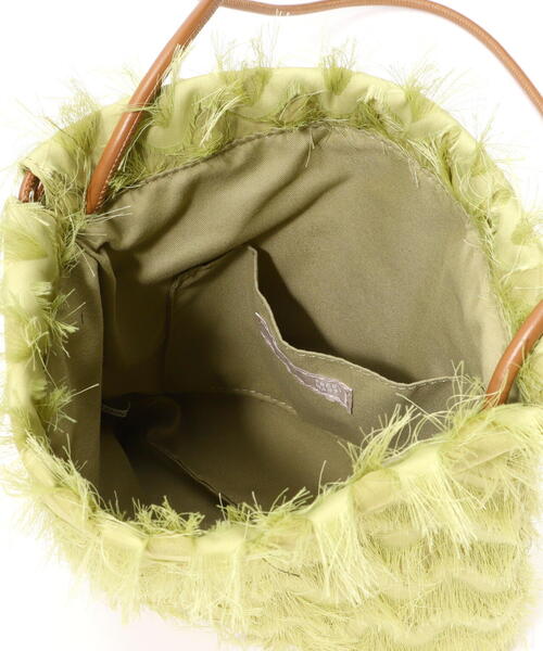 FREE'S MART（フリーズマート）の「◆マテリアル巾着バッグ（ハンドバッグ・レディース・ブラック/ライトグリーン・ﾌﾘ-）」の13枚目の写真