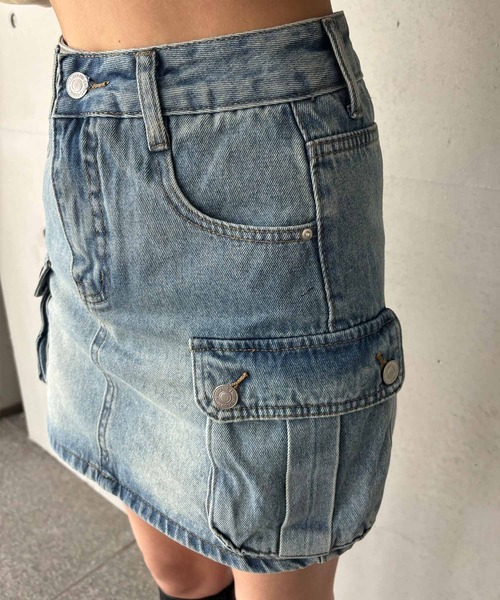 ENVYM（アンビー）の「カーゴポケットデニムスカート（スカート・レディース・ブルー・SMALL/MEDIUM）」の22枚目の写真