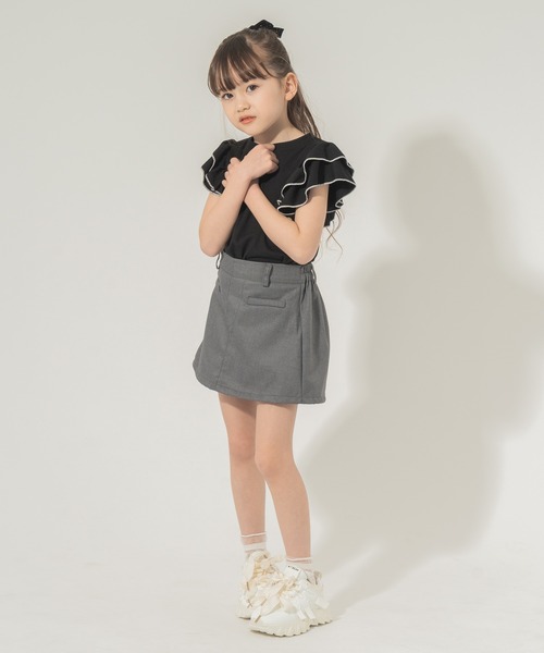 URBAN CHERRY（アーバンチェリー）の「【快適さらリブ素材】リブフリルノースリーブＴシャツ（Tシャツ/カットソー・キッズ・アイボリー/ブラック/パープル・150cm/110cm/120cm/130cm/140cm）」の17枚目の写真