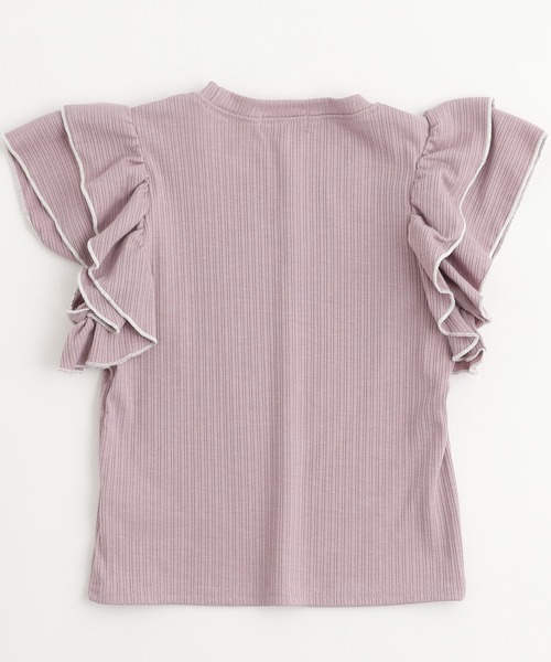 URBAN CHERRY（アーバンチェリー）の「【快適さらリブ素材】リブフリルノースリーブＴシャツ（Tシャツ/カットソー・キッズ・アイボリー/ブラック/パープル・150cm/110cm/120cm/130cm/140cm）」の9枚目の写真