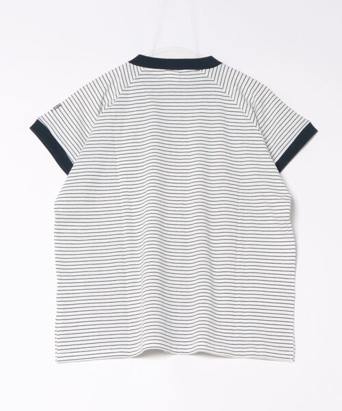 SOMETHING(サムシング)の「【SOMETHING】モックネックTシャツ(Tシャツ/カットソー・レディース・ホワイト×ネイビー・M/L)」の2枚目の写真