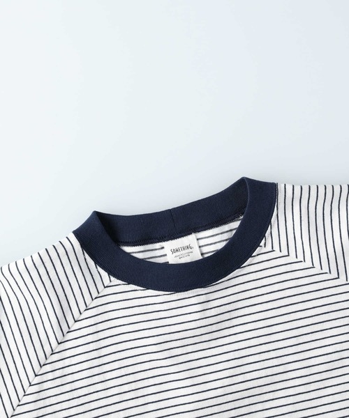 SOMETHING(サムシング)の「【SOMETHING】モックネックTシャツ(Tシャツ/カットソー・レディース・ホワイト×ネイビー・M/L)」の5枚目の写真