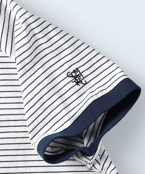 SOMETHING(サムシング)の「【SOMETHING】モックネックTシャツ(Tシャツ/カットソー・レディース・ホワイト×ネイビー・M/L)」の6枚目の写真