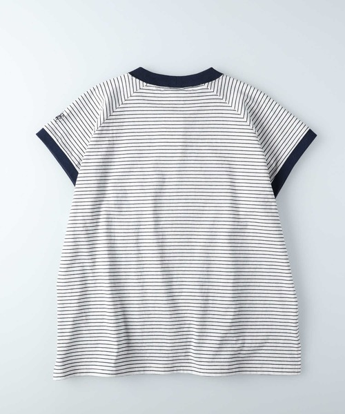 SOMETHING(サムシング)の「【SOMETHING】モックネックTシャツ(Tシャツ/カットソー・レディース・ホワイト×ネイビー・M/L)」の4枚目の写真