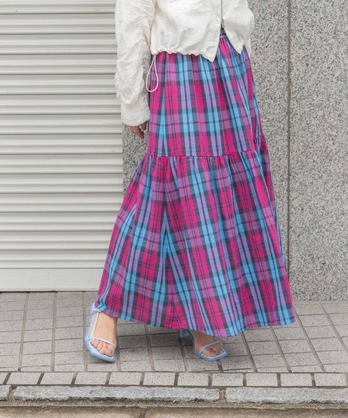 SENSE OF PLACE by URBAN RESEARCH（センスオブプレイスバイアーバンリサーチ）の「チェックティアードスカート（スカート・レディース・イエロー系その他/ピンク系その他/ホワイト系その他・ONE）」の5枚目の写真