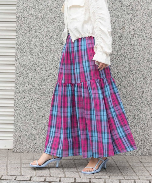 SENSE OF PLACE by URBAN RESEARCH（センスオブプレイスバイアーバンリサーチ）の「チェックティアードスカート（スカート・レディース・イエロー系その他/ピンク系その他/ホワイト系その他・ONE）」の6枚目の写真