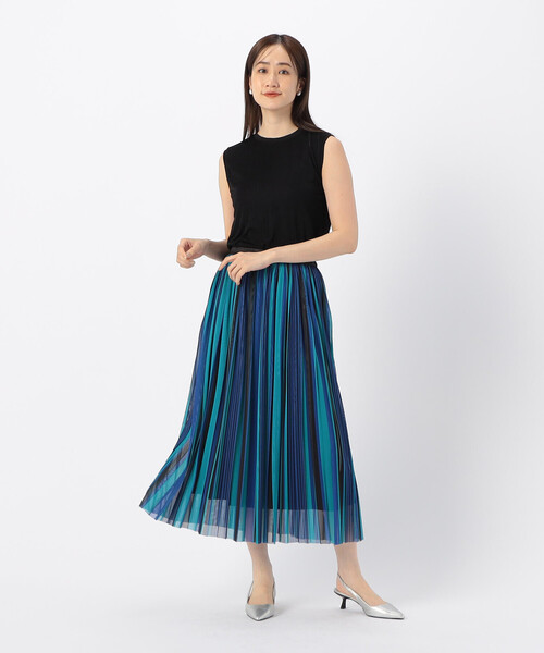 COMME CA ISM（コムサイズム）の「マルチカラーストライプ チュールプリーツスカート（スカート・レディース・ブラック系/ブルー系その他・MEDIUM/LARGE）」の5枚目の写真