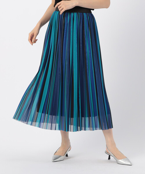 COMME CA ISM（コムサイズム）の「マルチカラーストライプ チュールプリーツスカート（スカート・レディース・ブラック系/ブルー系その他・MEDIUM/LARGE）」の9枚目の写真