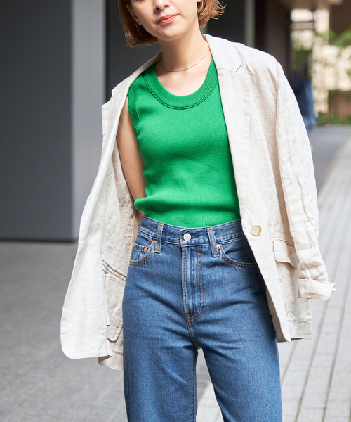 Spick & Span(スピックアンドスパン)の「18G リブニットタンク(タンクトップ・レディース・ブラック/ホワイト/キャメル/グリーン・FREE)」の10枚目の写真