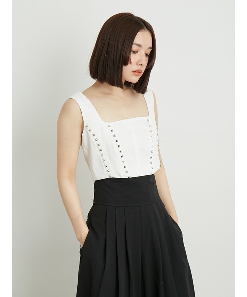 LILY BROWN（リリーブラウン）の「[L.B CANDY STOCK]スタッズデニムビスチェ（Tシャツ/カットソー・レディース・ブルー/ブラック/ホワイト・FREE）」の12枚目の写真