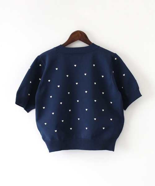 SpRay(スプレイ)の「ハート刺繍ショートスリーブニット(ニット/セーター・レディース・アイボリー/ネイビー/ライトベージュ/ブラック・FREE)」の19枚目の写真