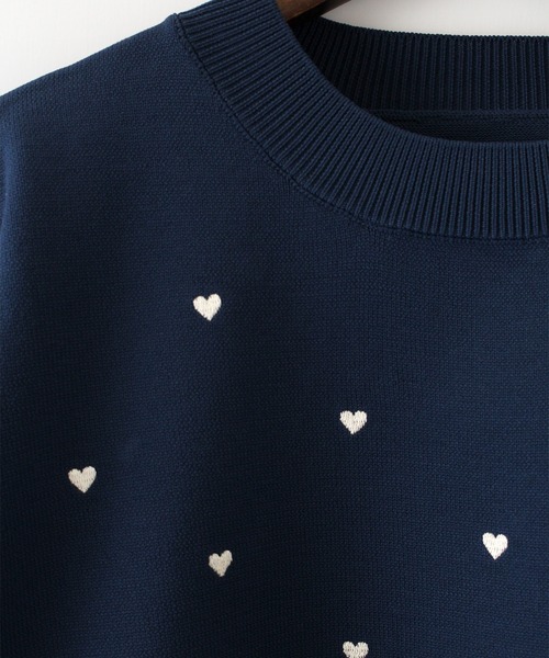 SpRay(スプレイ)の「ハート刺繍ショートスリーブニット(ニット/セーター・レディース・アイボリー/ネイビー/ライトベージュ/ブラック・FREE)」の20枚目の写真