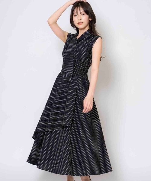 NOELA(ノエラ)の「ドットボウタイワンピース(ワンピース・レディース・ブラック/ブラウン/オフホワイト・S/M)」の2枚目の写真