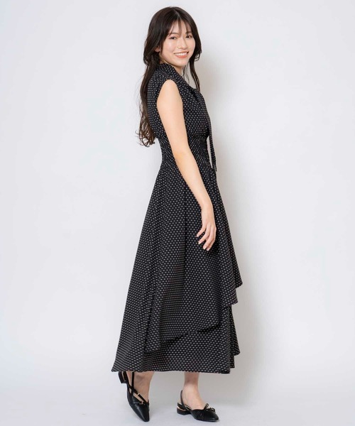 新品 Noela ノエラ　ボウタイドットワンピース　フレンチスリーブ　ワンピース 新品 Noela ノエラ ボウタイドットワンピース フレンチスリーブ