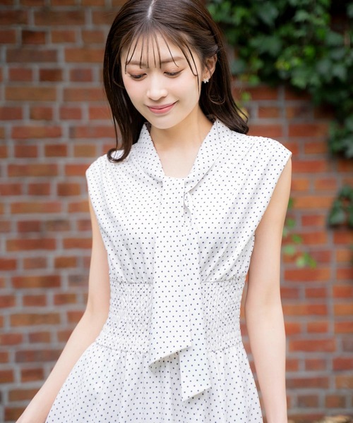 NOELA(ノエラ)の「ドットボウタイワンピース(ワンピース・レディース・ブラック/ブラウン/オフホワイト・S/M)」の10枚目の写真