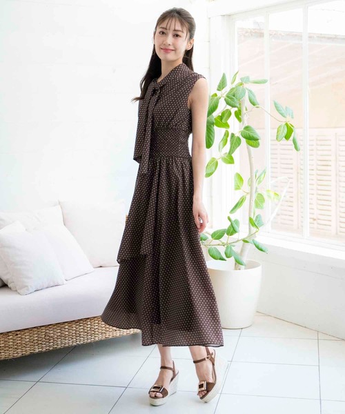 NOELA(ノエラ)の「ドットボウタイワンピース(ワンピース・レディース・ブラック/ブラウン/オフホワイト・S/M)」の11枚目の写真