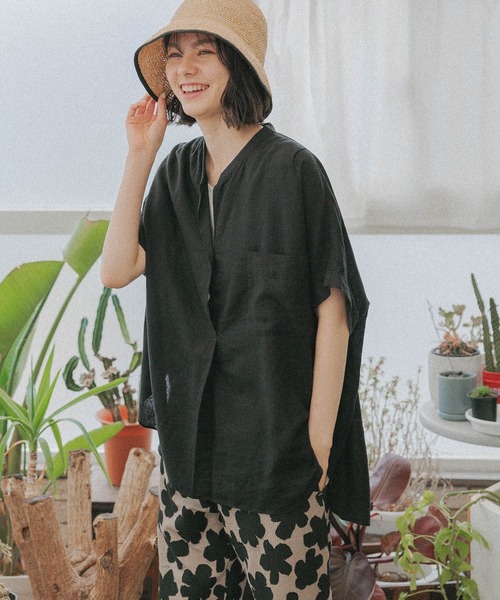 niko and...（ニコアンド）の「リフレッシュリネンレーヨンスキッパー（シャツ/ブラウス・レディース・ブラック/アイボリー/オフホワイト/ピンク・MEDIUM/LARGE）」の3枚目の写真