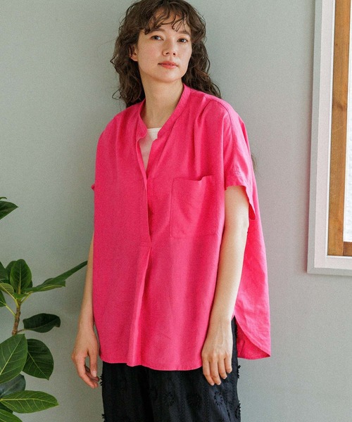 niko and...（ニコアンド）の「リフレッシュリネンレーヨンスキッパー（シャツ/ブラウス・レディース・ブラック/アイボリー/オフホワイト/ピンク・MEDIUM/LARGE）」の9枚目の写真