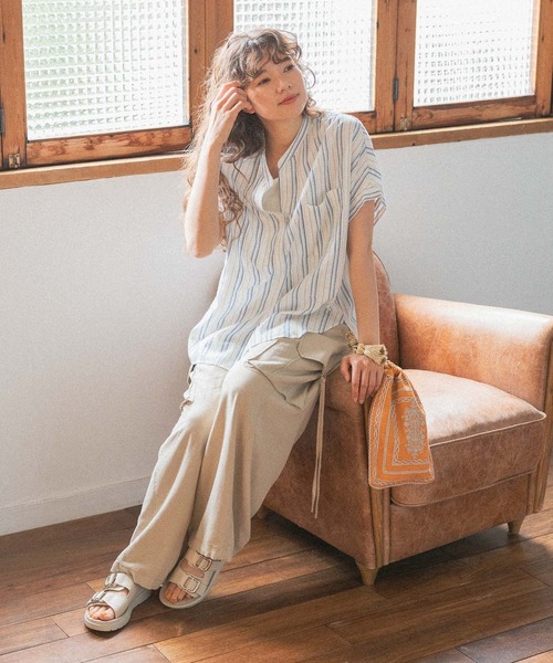 niko and...（ニコアンド）の「リフレッシュリネンレーヨンスキッパー（シャツ/ブラウス・レディース・ブラック/アイボリー/オフホワイト/ピンク・MEDIUM/LARGE）」の11枚目の写真