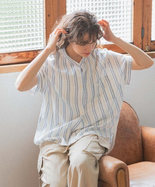 niko and...（ニコアンド）の「リフレッシュリネンレーヨンスキッパー（シャツ/ブラウス・レディース・ブラック/アイボリー/オフホワイト/ピンク・MEDIUM/LARGE）」の13枚目の写真