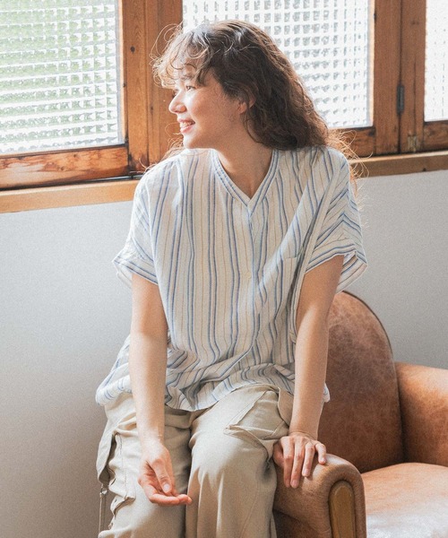 niko and...（ニコアンド）の「リフレッシュリネンレーヨンスキッパー（シャツ/ブラウス・レディース・ブラック/アイボリー/オフホワイト/ピンク・MEDIUM/LARGE）」の14枚目の写真