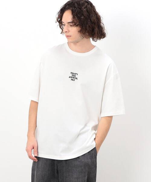 Purple&Yellow（パープルアンドイエロー）の「刺繍×プリント半袖Ｔシャツ（Tシャツ/カットソー・メンズ・ホワイト/ブラック/ブルー/グレイッシュベージュ・SMALL/MEDIUM/LARGE）」の14枚目の写真