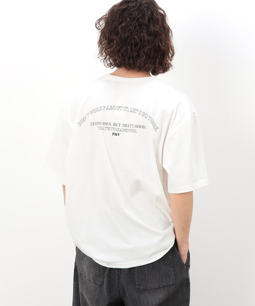 Purple&Yellow（パープルアンドイエロー）の「刺繍×プリント半袖Ｔシャツ（Tシャツ/カットソー・メンズ・ホワイト/ブラック/ブルー/グレイッシュベージュ・SMALL/MEDIUM/LARGE）」の15枚目の写真