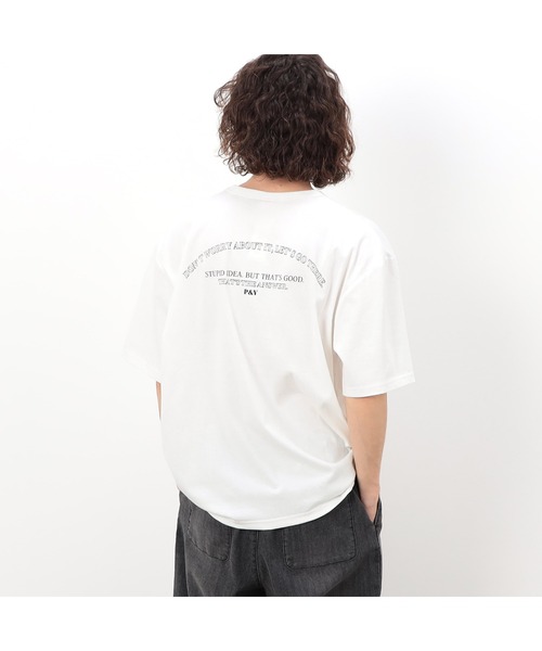 Purple&Yellow（パープルアンドイエロー）の「刺繍×プリント半袖Ｔシャツ（Tシャツ/カットソー・メンズ・ホワイト/ブラック/ブルー/グレイッシュベージュ・SMALL/MEDIUM/LARGE）」の5枚目の写真