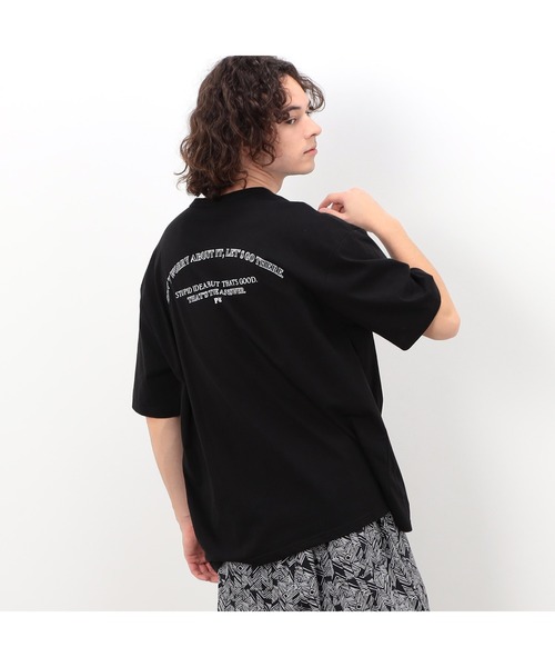 Purple&Yellow（パープルアンドイエロー）の「刺繍×プリント半袖Ｔシャツ（Tシャツ/カットソー・メンズ・ホワイト/ブラック/ブルー/グレイッシュベージュ・SMALL/MEDIUM/LARGE）」の7枚目の写真