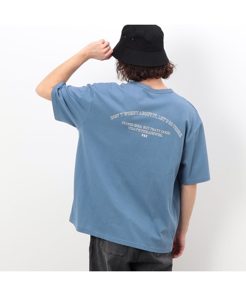 Purple&Yellow（パープルアンドイエロー）の「刺繍×プリント半袖Ｔシャツ（Tシャツ/カットソー・メンズ・ホワイト/ブラック/ブルー/グレイッシュベージュ・SMALL/MEDIUM/LARGE）」の9枚目の写真