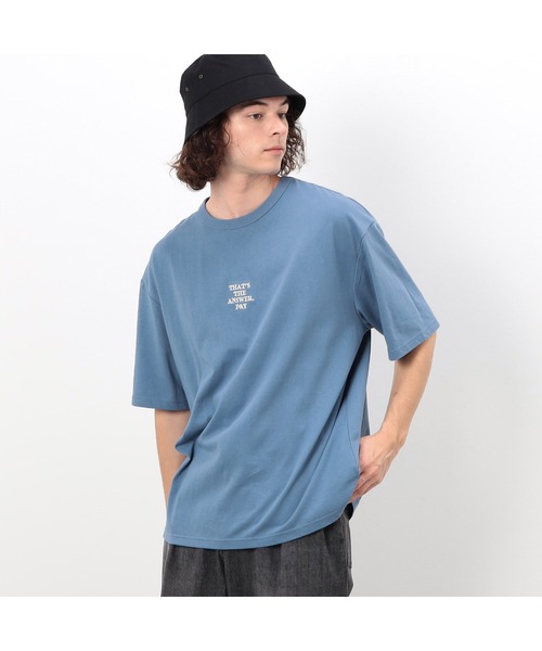 Purple&Yellow（パープルアンドイエロー）の「刺繍×プリント半袖Ｔシャツ（Tシャツ/カットソー・メンズ・ホワイト/ブラック/ブルー/グレイッシュベージュ・SMALL/MEDIUM/LARGE）」の10枚目の写真