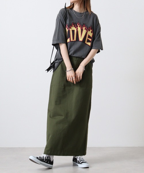 MODISH GAZE(モディシュガゼ)の「MODISH GAZE LOVEロゴプリント ピグメント加工 ビッグシルエットTシャツ 半袖(Tシャツ/カットソー・メンズ・ネイビー/スミクロ/アイボリー・F)」の20枚目の写真