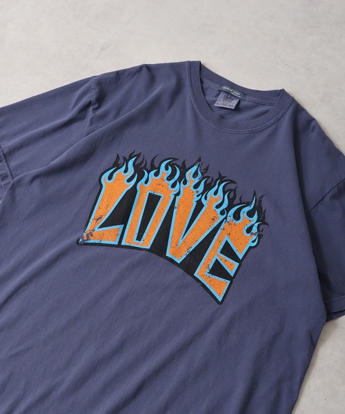 MODISH GAZE(モディシュガゼ)の「MODISH GAZE LOVEロゴプリント ピグメント加工 ビッグシルエットTシャツ 半袖(Tシャツ/カットソー・メンズ・ネイビー/スミクロ/アイボリー・F)」の16枚目の写真