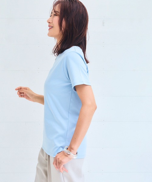 CROSS FUNCTION(クロスファンクション)の「《シワになりにくい・なめらか》正解クルーネックTシャツ【CF/クロスファンクション】(Tシャツ/カットソー・レディース・ブラック/ラベンダー/サックスブルー/オフホワイト・L/LL/3L/4L/M)」の21枚目の写真