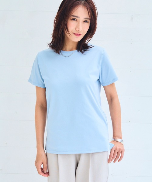 CROSS FUNCTION(クロスファンクション)の「《シワになりにくい・なめらか》正解クルーネックTシャツ【CF/クロスファンクション】(Tシャツ/カットソー・レディース・ブラック/ラベンダー/サックスブルー/オフホワイト・L/LL/3L/4L/M)」の19枚目の写真