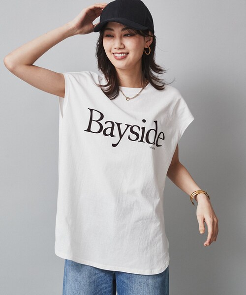 CHIGNON（シニヨン）の「◆【CHIGNON】BaysideフレンチTシャツ（Tシャツ/カットソー・レディース・ホワイト/ブラック/ライトベージュ・02）」の2枚目の写真