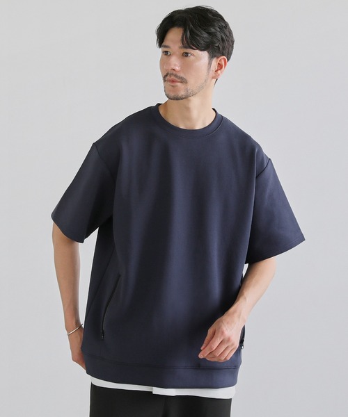 SPU(スプ)の「【セットアップ対応】コットンポンチクルーネック半袖プルオーバー(Tシャツ/カットソー・メンズ・ホワイト/ネイビー/チャコール/グレー/ブラック・XL/L/M/S)」の5枚目の写真