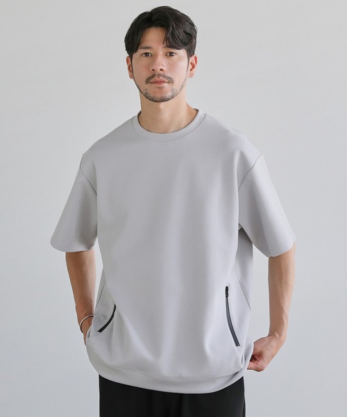 SPU(スプ)の「【セットアップ対応】コットンポンチクルーネック半袖プルオーバー(Tシャツ/カットソー・メンズ・ホワイト/ネイビー/チャコール/グレー/ブラック・XL/L/M/S)」の2枚目の写真