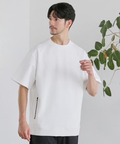 SPU(スプ)の「【セットアップ対応】コットンポンチクルーネック半袖プルオーバー(Tシャツ/カットソー・メンズ・ホワイト/ネイビー/チャコール/グレー/ブラック・XL/L/M/S)」の1枚目の写真