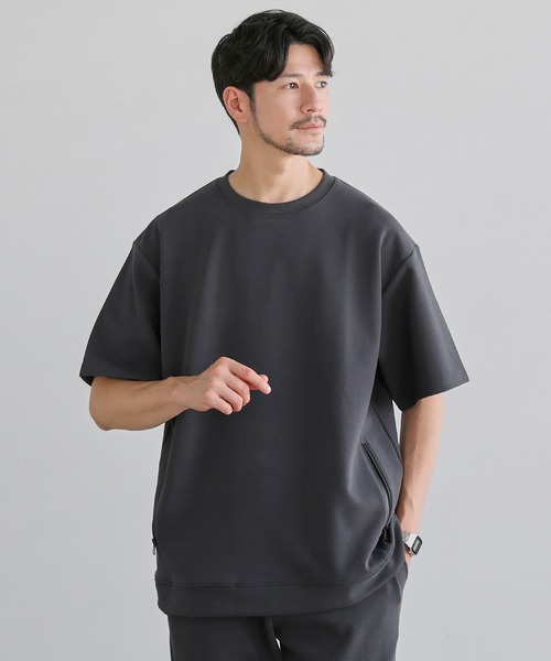 SPU(スプ)の「【セットアップ対応】コットンポンチクルーネック半袖プルオーバー(Tシャツ/カットソー・メンズ・ホワイト/ネイビー/チャコール/グレー/ブラック・XL/L/M/S)」の4枚目の写真