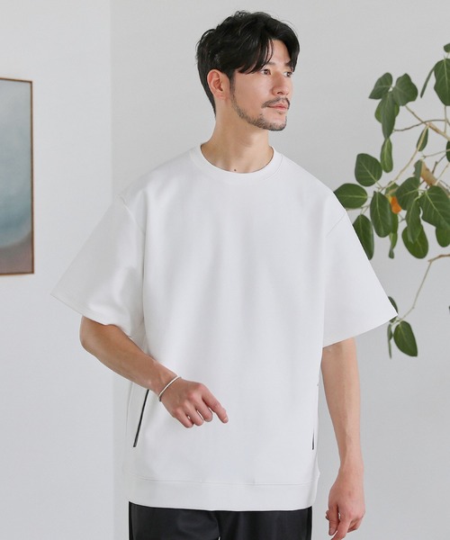 SPU(スプ)の「【セットアップ対応】コットンポンチクルーネック半袖プルオーバー(Tシャツ/カットソー・メンズ・ホワイト/ネイビー/チャコール/グレー/ブラック・XL/L/M/S)」の6枚目の写真