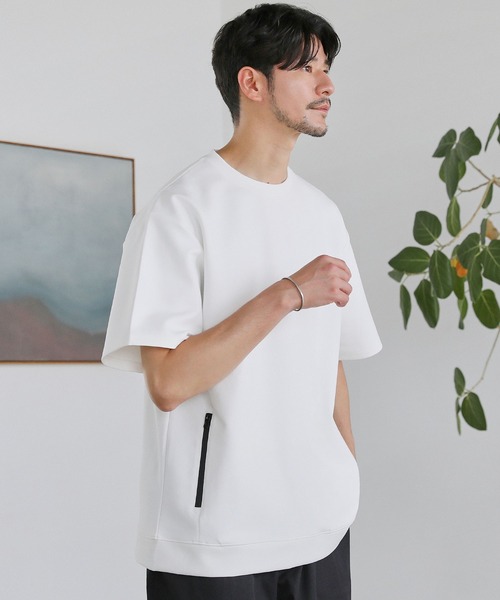 SPU(スプ)の「【セットアップ対応】コットンポンチクルーネック半袖プルオーバー(Tシャツ/カットソー・メンズ・ホワイト/ネイビー/チャコール/グレー/ブラック・XL/L/M/S)」の7枚目の写真